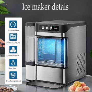 Large Capacity Ice Makers Countertop One-Click Operation Self-Cleaning Portable Ice Maker 41lbs/24H ...