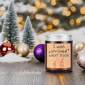 Gifts for Women- I Wish You Lived Next Door - Lavender Scented Candles 9oz, Birthday Gifts for Frien...