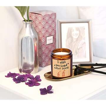 Gifts for Women- I Wish You Lived Next Door - Lavender Scented Candles 9oz, Birthday Gifts for Friends, Funny Gift for Coworker, Friends, Teacher, Neighbor, Relative, Nurse, Doctor