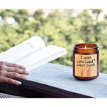 Gifts for Women- I Wish You Lived Next Door - Lavender Scented Candles 9oz, Birthday Gifts for Friends, Funny Gift for Coworker, Friends, Teacher, Neighbor, Relative, Nurse, Doctor