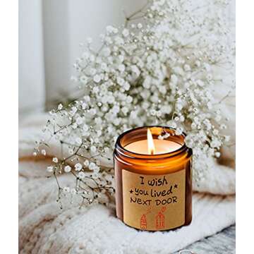 Gifts for Women- I Wish You Lived Next Door - Lavender Scented Candles 9oz, Birthday Gifts for Friends, Funny Gift for Coworker, Friends, Teacher, Neighbor, Relative, Nurse, Doctor