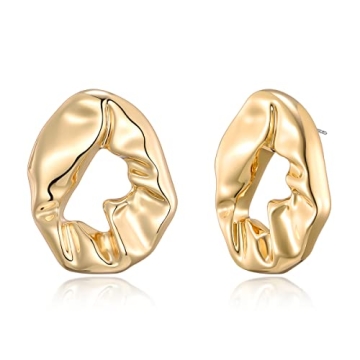 Shop Elegant HESSAWELL Gold Hammered Earrings for Women