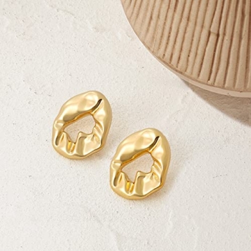 Shop Elegant HESSAWELL Gold Hammered Earrings for Women
