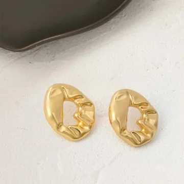 Shop Elegant HESSAWELL Gold Hammered Earrings for Women