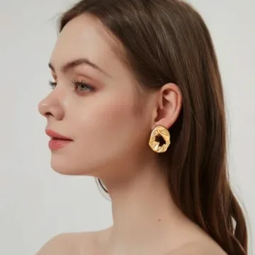 Shop Elegant HESSAWELL Gold Hammered Earrings for Women