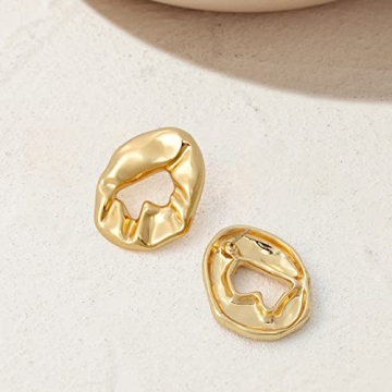 Shop Elegant HESSAWELL Gold Hammered Earrings for Women