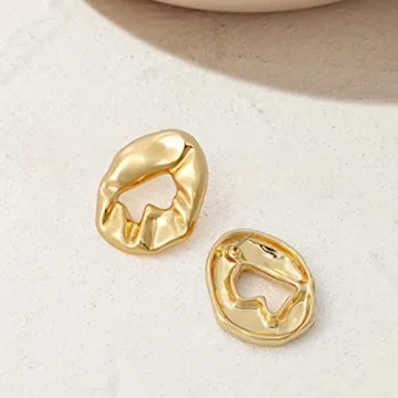 Shop Elegant HESSAWELL Gold Hammered Earrings for Women