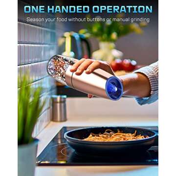 XinXu Gravity Automatic Electric Pepper and Salt Grinder, Auto Salt or Pepper Mill Shaker Stainless ...