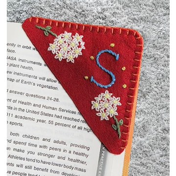 Personalized Hand Embroidered Corner Bookmark, Bookmarks for Women, Personalized Bookmark for Books,...