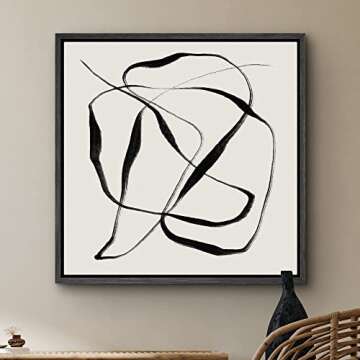 SIGNWIN Framed Canvas Print Wall Art Geometric Paint Stroke Ribbon Collage Abstract Shapes Illustrat...