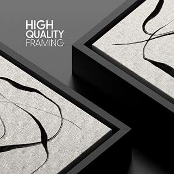 SIGNWIN Framed Canvas Print Wall Art Geometric Paint Stroke Ribbon Collage Abstract Shapes Illustrations Modern Art Decorative Contemporary Minimal for Living Room, Bedroom, Office - 16"x16" Black