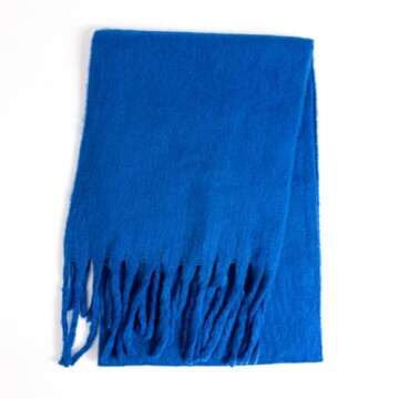 TUSHUSTY Winter Women Chunky Scarf Warm Blanket Big Thick Large Oversized Wrap Colorful Long Solid Scarves Deep Blue