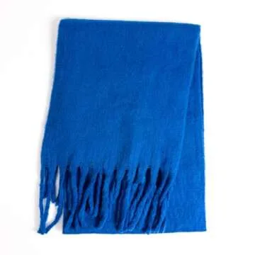 TUSHUSTY Winter Women Chunky Scarf Warm Blanket Big Thick Large Oversized Wrap Colorful Long Solid Scarves Deep Blue