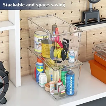 Moretoes Clear Plastic Storage Organizing Bins – 6 Pack