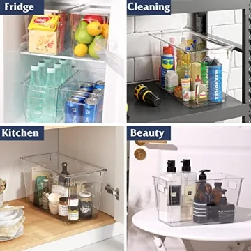 Moretoes Clear Plastic Storage Organizing Bins – 6 Pack