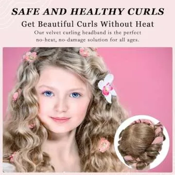 ZILAMPU No Heat Overnight Hair Curler Wrap - 70" Long Velour Lazy Curls Roller Headband for Long Hair to Sleep In for Women and Girls