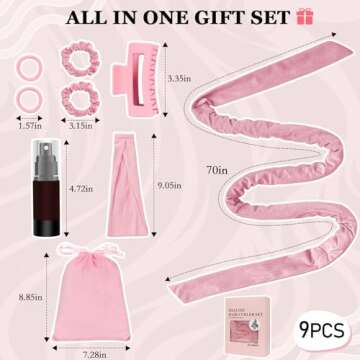 ZILAMPU No Heat Overnight Hair Curler Wrap - 70" Long Velour Lazy Curls Roller Headband for Long Hair to Sleep In for Women and Girls