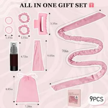 ZILAMPU No Heat Overnight Hair Curler Wrap - 70" Long Velour Lazy Curls Roller Headband for Long Hair to Sleep In for Women and Girls