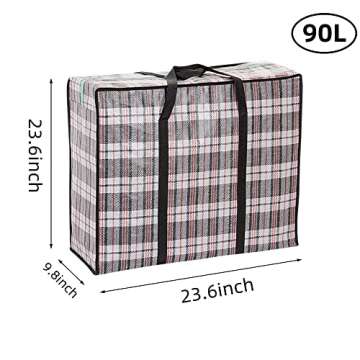Heavy Duty Large Moving Bags, 90L Big Organizer Storage Bags With Durable Zipper, Water Resistant To...