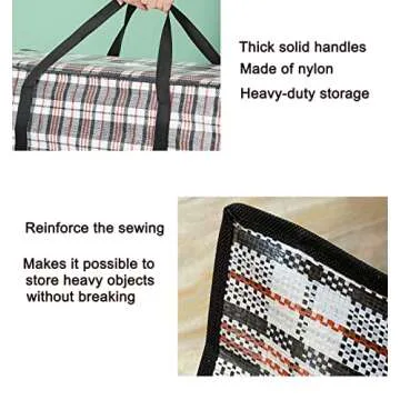 Heavy Duty Large Moving Bags, 90L Big Organizer Storage Bags With Durable Zipper, Water Resistant Totes, Carrying Bag, Camping Bag for Clothes, Bedding, Comforter, Pillow, Moving(Set of 4)