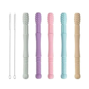 Honboom 5 Packs Soft Silicone Teething Tubes for Babies 3-12 Months