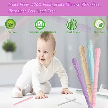 Soft Silicone Teething Tubes for Babies Dishwasher Safe