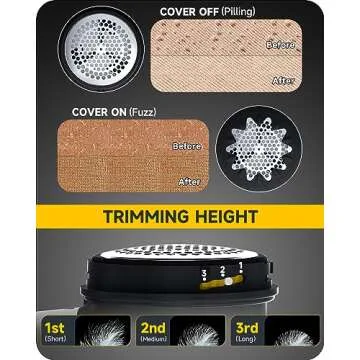 Fabric Shaver Lint Remover, Sweater Shaver to Remove Pilling, Lint Shaver with 2-Speed Power Adjustment, Fuzz Shaver for Clothes Balls-Battery Operated Black