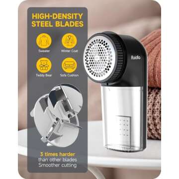 Fabric Shaver Lint Remover, Sweater Shaver to Remove Pilling, Lint Shaver with 2-Speed Power Adjustment, Fuzz Shaver for Clothes Balls-Battery Operated Black
