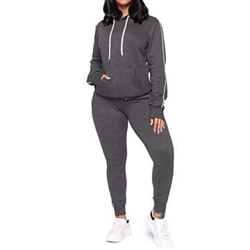 POSESHE Women Plus Size Casual Drawstring Elastic Waistband Joggers Trousers Tapered Running Workout Yoga Lounge Pants Large Dark Gray