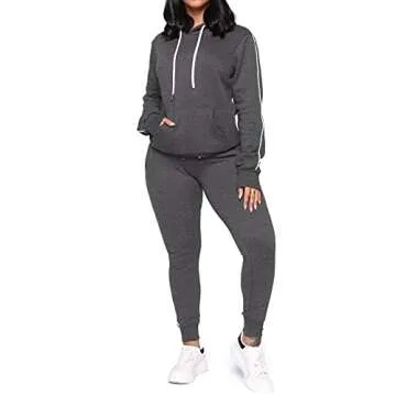 POSESHE Women Plus Size Casual Drawstring Elastic Waistband Joggers Trousers Tapered Running Workout Yoga Lounge Pants Large Dark Gray