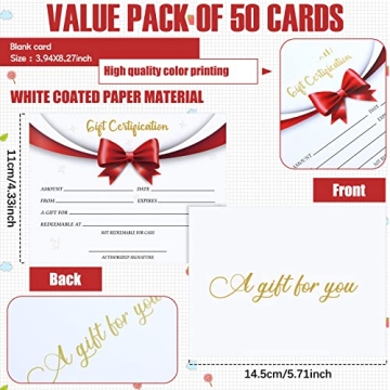 Blank Gift Certificates for Small Business Gifts