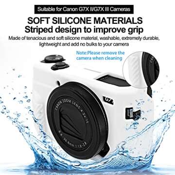Easy Hood G7X Mark II Case G7X Camera Silicone Case, Soft Silicone Protective Cover for Canon Powershot G7X Mark II DSLR Camera (White)