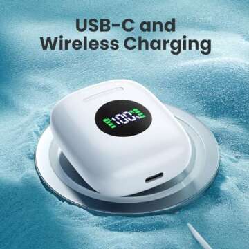 Ear Buds Bluetooth Headphones 50H Playtime Wireless Earbuds with Wireless Charging Case Dual LED Dis...