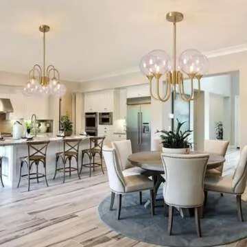 Axamate Pink Bubble Chandelier 20 inch 5 Lights, Mid Century Modern Gold Lighting Fixture Glass Sput...