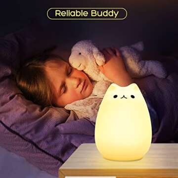 Litake Kitty Night Light, USB Rechargeable Silicone Cute Cat Night Light for Kids Baby Children, 7-C...