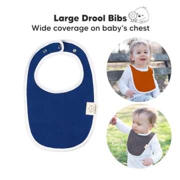 8-Pack Organic Baby Bibs for Boys, Girls - Soft Cotton Drooling and Teething Bibs for Baby Girl & Bo...