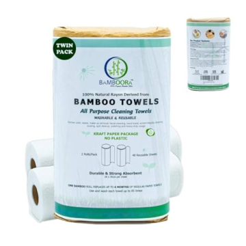 Reusable 100% Natural Rayon Towels - Pack of 2 Washable Kitchen Paper Towels - Lint free, Zero Waste...