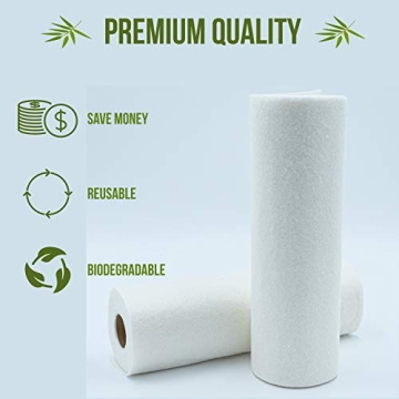 Reusable 100% Natural Rayon Towels - Pack of 2 Washable Kitchen Paper Towels - Lint free, Zero Waste, Recyclable, 2x20 Heavy Duty Organic Washable Rolls
