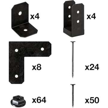 Simpson Strong-Tie Outdoor Accents DIY Pergola Hardware Kit, Galvanized Black Powder Coated Steel, w...