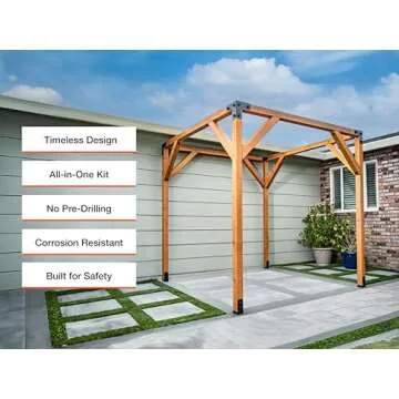 Simpson Strong-Tie Outdoor Accents DIY Pergola Hardware Kit, Galvanized Black Powder Coated Steel, with 8'x8' and 10'x10' Pergola Plans (No. APVPK44-D1)