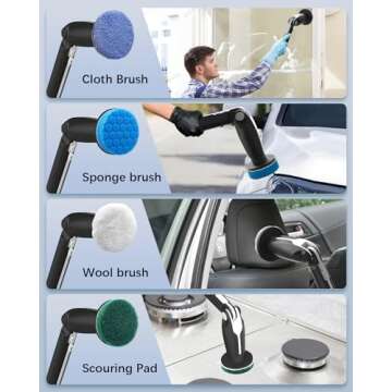 Leebein Electric Spin Scrubber, 2024 New Electric Scrubber with 4 Adjustable Angles and 8 Brush Heads, Shower Scrubber with Long Handle & Remote Control, Cleaning Brush for Bathroom, Tub, Floor(Black)