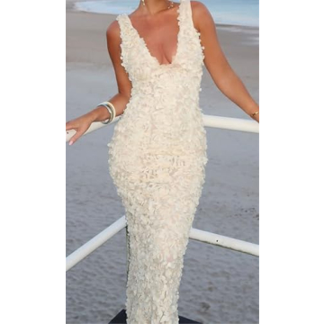 Stylish Qikaka Sleeveless Deep V Neck Bodycon Dress