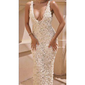 Stylish Qikaka Sleeveless Deep V Neck Bodycon Dress