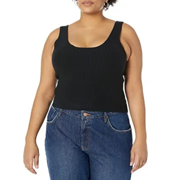 The Drop FEMI Scoop Neck Ribbed Cropped Tank for Women