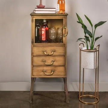 Sleek Gold Metal Cabinet with 3 Drawers by Creative Co-Op