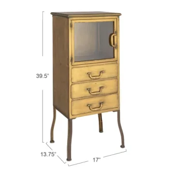 Sleek Gold Metal Cabinet with 3 Drawers by Creative Co-Op