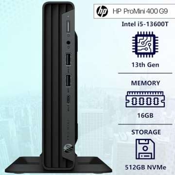 HP Pro Mini 400 G9 Business Desktop Intel 14 Core i5-13600T, 16GB RAM, 512GB NVMe, WiFi 6 + BT, RJ-4...