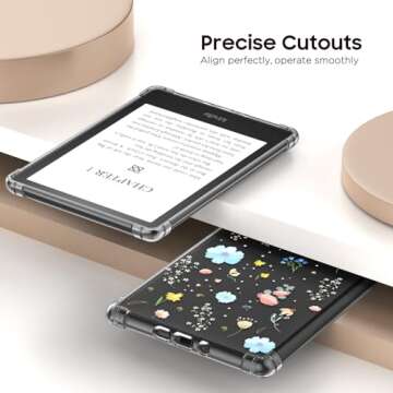 MoKo Case for 6.8" Kindle Paperwhite (11th Generation-2021) and Kindle Paperwhite Signature Edition, Ultra Clear Soft Flexible Transparent TPU Skin Bumper Back Cover Shell, Blue Garden