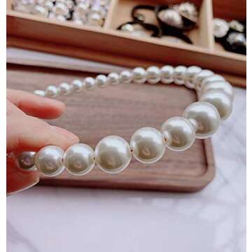 Aeyistry 1Pieces Pearls Headbands, Elegant White Faux Pearl Pearl Headbands Hair Hoops Hair Accessories for Women and Girls