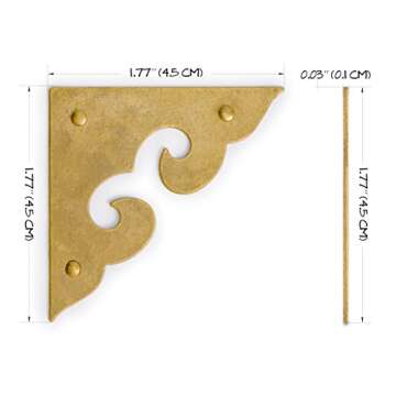 Hardware Philosophy Ocean Wave Brass Corner Hardware 1.8 Inches - Set of 2 - Architectural, Interior Design, Furniture Cabinet Customization Hardware